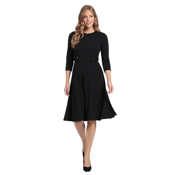London Times women’s Side Tab Fit & Flare Dress - Picture 1 of 4